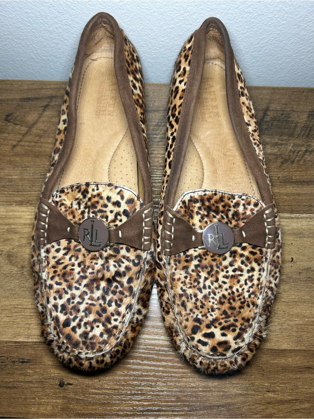 Ralph Lauren Leopard Print Driving Loafers - Brown/Tan